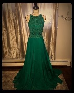 Backless Emerald Green Gown